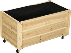 Outsunny Floreira de Madeira com Rodas para Cultivo com Orifícios de Drenagem e Tecido não Tecido 89x48x47 cm Madeira | Aosom Portugal