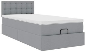 Estrutura cama otomana colchão 90x190 cm tecido cinzento claro
