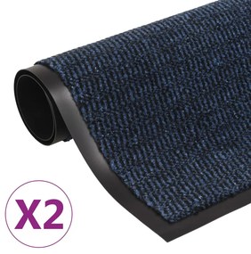 Tapete controlo pó retangular tufado 2 pcs 80x120cm azul
