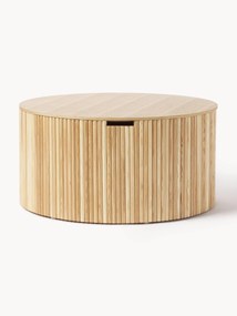 Mesa de centro redonda em madeira com arrumação Nele