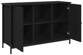 Cabinet de TV Carvalho Negro 101x35x65 cm Madeira Derivada e Aço