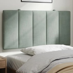 Almofadão de cabeceira 100 cm veludo cinzento-claro