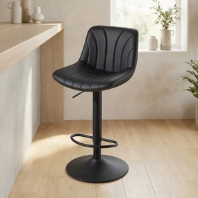Conjunto de 2 bancos de bar, altura ajustável entre 88 e 108 cm em couro sintético PU pretos