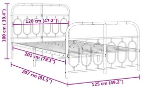 Estrutura de cama com cabeceira e pés 120x200 cm metal branco