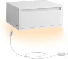 Mesa de cabeçeira suspensa com luzes em 3 cores branco