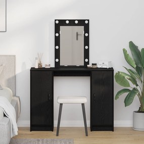 Mesa de maquiagem vidaXL com Luzes de LED Carvalho Preto 102x33x135 cm