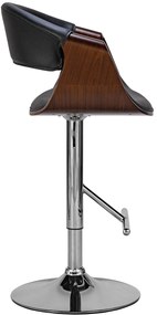 Banco de bar Foley em couro sintético com estrutura cromada 95-116 x 60 x 52 Castanho + Preto