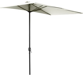 Outsunny Meio Chapéu de Sol 230x130x245 cm Chapéu de Sol para Parede Jardim com Manivela e Vara Metálica Ø38 mm Terraço Varanda Bege
