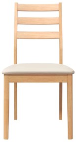 Cadeiras de jantar com almofadões 2 pcs madeira maciça natural