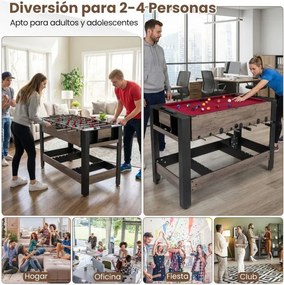 Mesa jogos giratória 3 em 1 com matraquilhos, bilhar e pingue-pongue preta e castanha