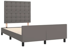Estrutura cama c/ cabeceira 120x200cm couro artificial cinzento