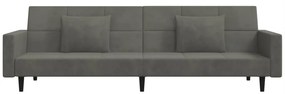 Sofá-cama 2 lugares com duas almofadas veludo cinzento-escuro