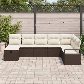 Conjunto de Sofás de Jardim vidaXL 8 peças com Almofadas Castanho Ratt