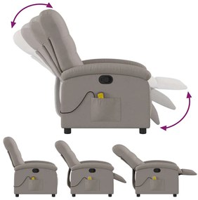 Poltrona de massagens reclinável tecido cinzento-acastanhado