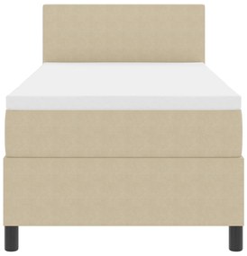 Cama Box Spring com Colchão Bege Claro 80x200 cm Tecido de Cortiça