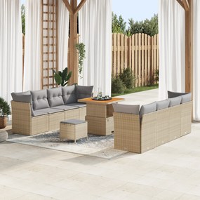 Conjunto de Sofá de Jardim vidaXL de 11 peças com Almofadas Bege de Ra