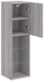 Móvel de TV com luzes LED 30,5x30x102 cm cinzento sonoma