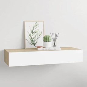 Prateleira de parede c/ gaveta MDF 60x23,5x10cm carvalho/branco