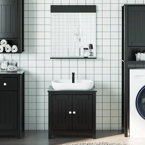 vidaXL 2 pcs conjunto de móveis para WC BERG pinho maciço preto