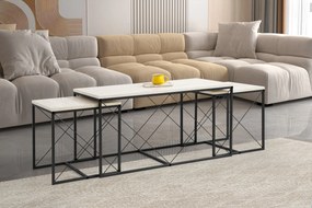**** Conjunto de Mesas de Centro Defne – Preto Travertino – 100x52x50