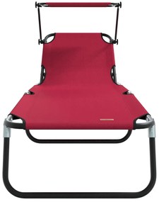 Espreguiçadeiras Dobráveis 2 pcs com Capota Vermelha Tecido Oxford 600