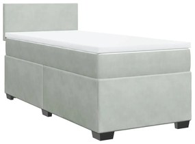 Cama com molas/colchão 90x200 cm veludo cinza-claro