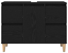 Gabinete de Pia vidaXL Preto Carvalho 80x33x60 cm Madeira de Engenhari