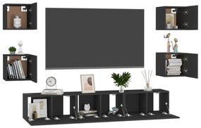 Conjunto de 7 Móveis de Parede de TV Funchal S - Preto - Design Modern