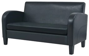 Conjunto de sofás 2 pcs couro artificial preto