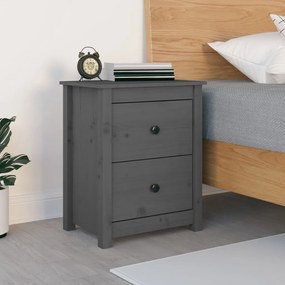 vidaXL Mesa de cabeceira 50x35x61,5 cm madeira de pinho maciça cinza