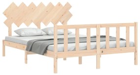 Estrutura de cama com cabeceira 140x190 cm madeira maciça