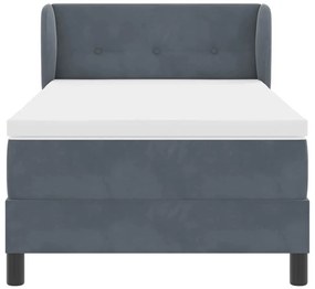 Cama Box com Colchão vidaXL Cinza Escuro 100x200 cm em Veludo