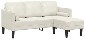 Sofá em L Creme 173x131x67 cm Veludo
