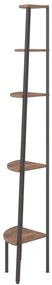 Estante canto 5 prat. 45,5x31,5x180 cm castanho-escuro/preto