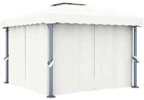 Gazebo com cortina 3x3 m alumínio branco nata