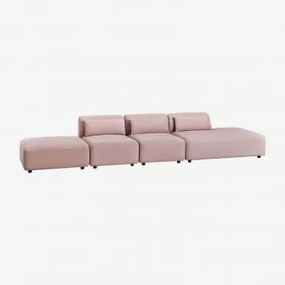 Sofá Modular De 3 Peças Com Chaise Longue Direita E Pufe Fogler Bombazina Rosé - Sklum