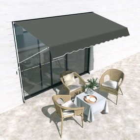 Toldo Manual Retrátil para Exterior 300x150x170-280cm Toldo Enrolável Altura Ajustável com Manivela Proteção Solar para Terraço Balcão Jardim Cinza