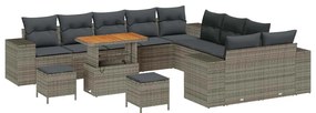 Conjunto de Sofá de Jardim vidaXL de 13 Peças com Almofadas Cinza Vime