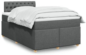 vidaXL Cama com molas/colchão 120x200 cm tecido cinzento-escuro
