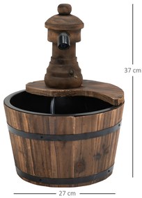 Fonte de Água de Madeira Fonte de Jardim em Cascata com Bomba Elétrica e Saída de Água Ajustável para Decoração 27x27x37 cm Madeira