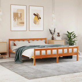 Cama sem colchão 160x200 cm madeira pinho maciço castanho-mel