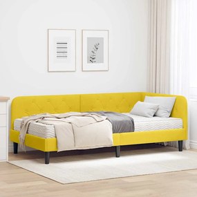 vidaXL Estrutura de Cama de Canto Amarelo 90 x 200 cm Veludo