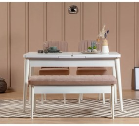Conjunto de Mesa de Jantar Extensível e Cadeiras Vina – Branco Pedra –
