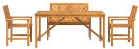 Conjunto de Jantar de 4 Peças Madeira Sólida de Acácia