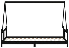 Estrutura de cama infantil 90x190 cm pinho maciço preto