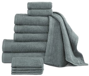 vidaXL Conjunto de toalhas 12 pcs algodão 450 g verde
