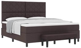 Cama Box com Colchão e Banco Marrom Escuro 180x200 cm Tecido