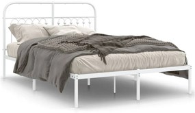 Estrutura de cama com cabeceira 140x190 cm metal branco