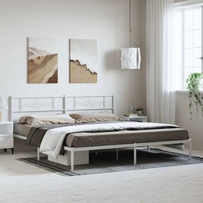 Estrutura de cama com cabeceira 193x203 cm metal branco