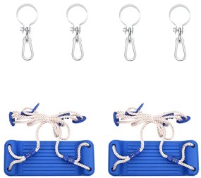 vidaXL Assentos de baloiço com cordas 2 pcs 38x16 cm PE azul